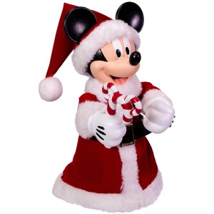 Disney Baumspitze Mickey Maus als Weihnachtsmann, rot-weiß, mit Zuckerstangen.
