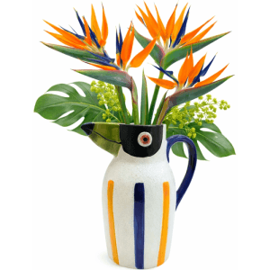Dekohelden24 XL Dekovase Vasenkopf Papageivase Blumenvase Vase mit Papagei Dekor aus Keramik in Bunt L/B/H 19 x 11 x 20 cm