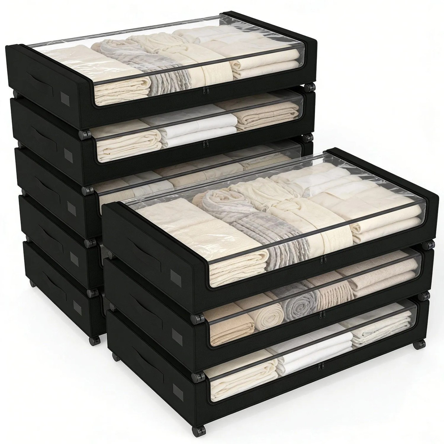 Sekey Unterbettkommode Unterbett Aufbewahrungsbox mit Deckel Transparente Tasche 8 St Organizer mit Rollen für Kleiderschrank Zur Aufbewahrung