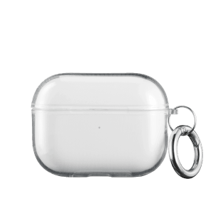 Transparente Hama Schutzhülle für Apple AirPods Pro 2 Ladecase mit Schlüsselanhänger.