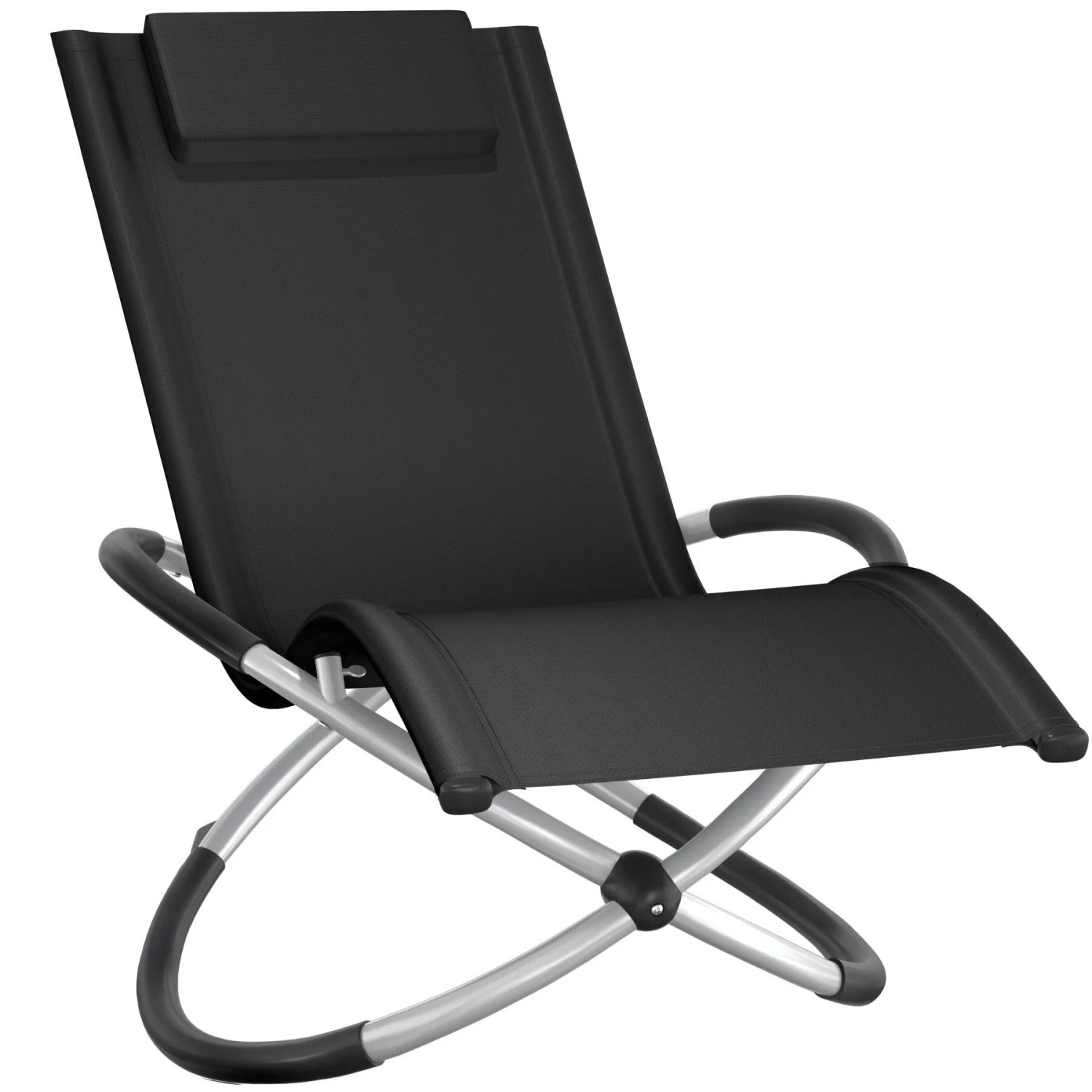 Tectake Sonnenliege Paulina Mit Textilene Ergonomisch  Atmungsaktiv  Widerstandsfähig und Faltbar  150 x 73 x 93 cm Schwarz