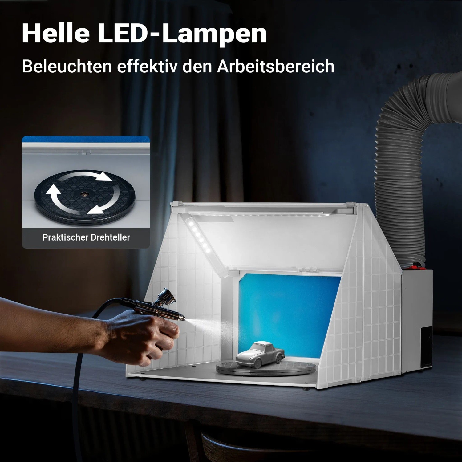 Wiltec Airbrush Absauganlage 4M³/Min 47Db Absaugung Farbnebel Erweiterbar Led_6