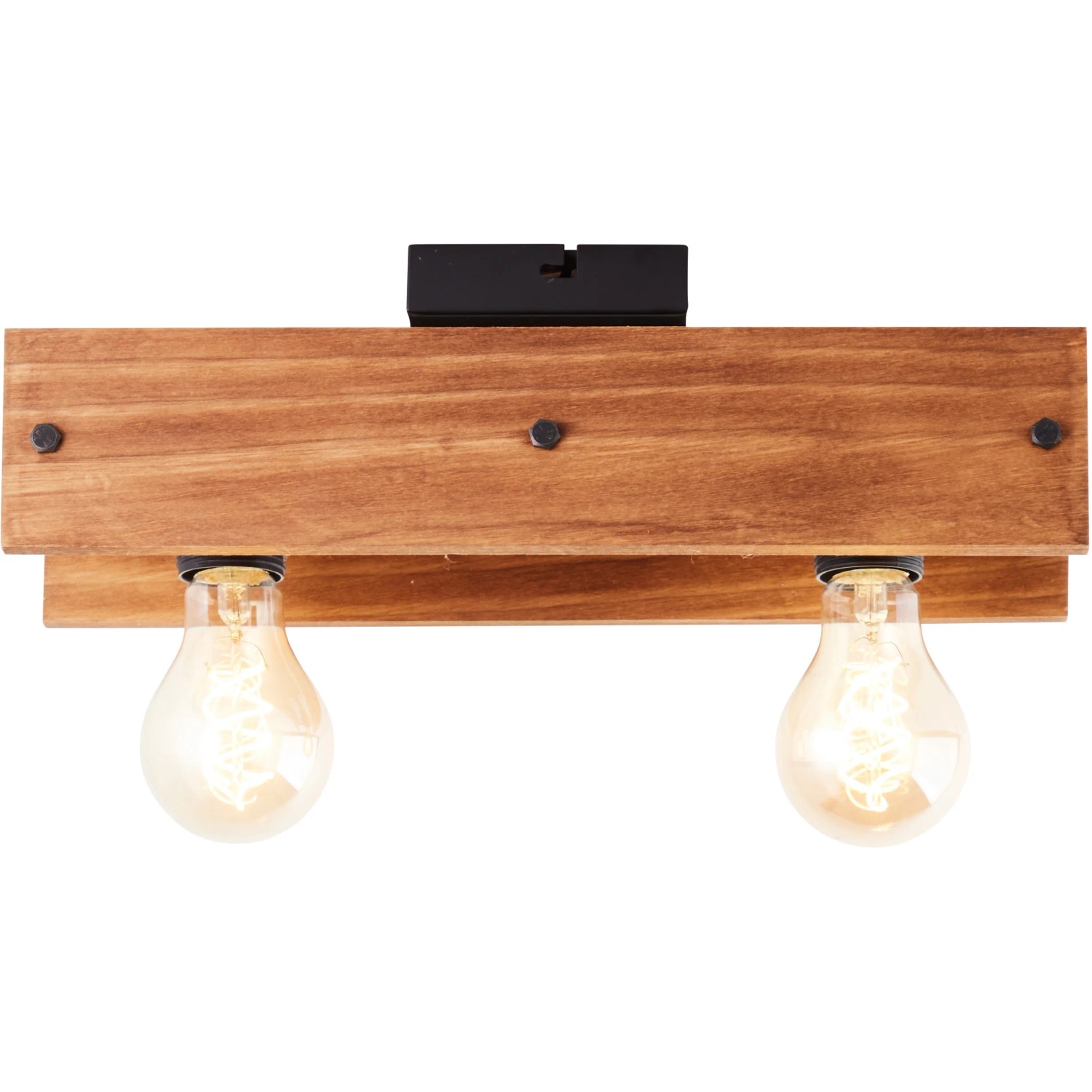 Brilliant Deckenleuchte Calandra, 2-flammig, schwarz und Holz. Deckenlampe mit zwei E27 Fassungen.