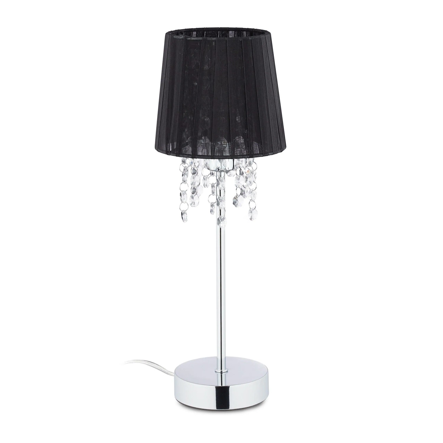 Relaxdays Tischlampe Metall Organza Schwarz Silber 41 cm x 14,5 cm 0,7 kg