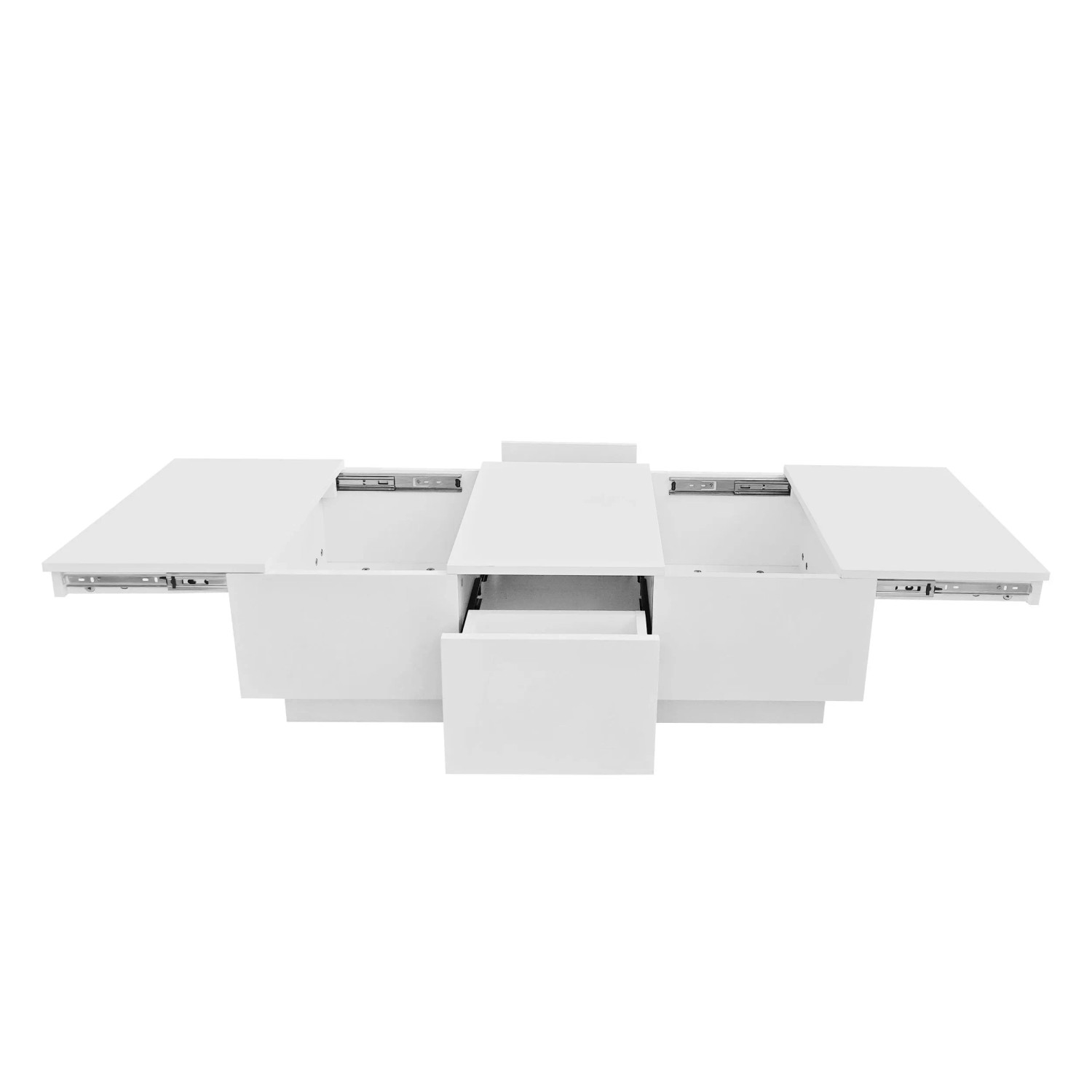 Okwish Couchtisch Hochglanz-Wohnzimmertisch Mit Doppelseitigen Schublade 100 × 50 Cm Weiß