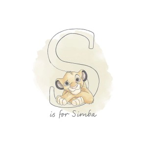 Disney Poster: König der Löwen Simba in Beige, 50x70 cm. Kinderzimmer Deko.