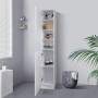 ML-Design Badezimmerschrank, weißer Hochschrank mit offenen Türen und Regalfächern.