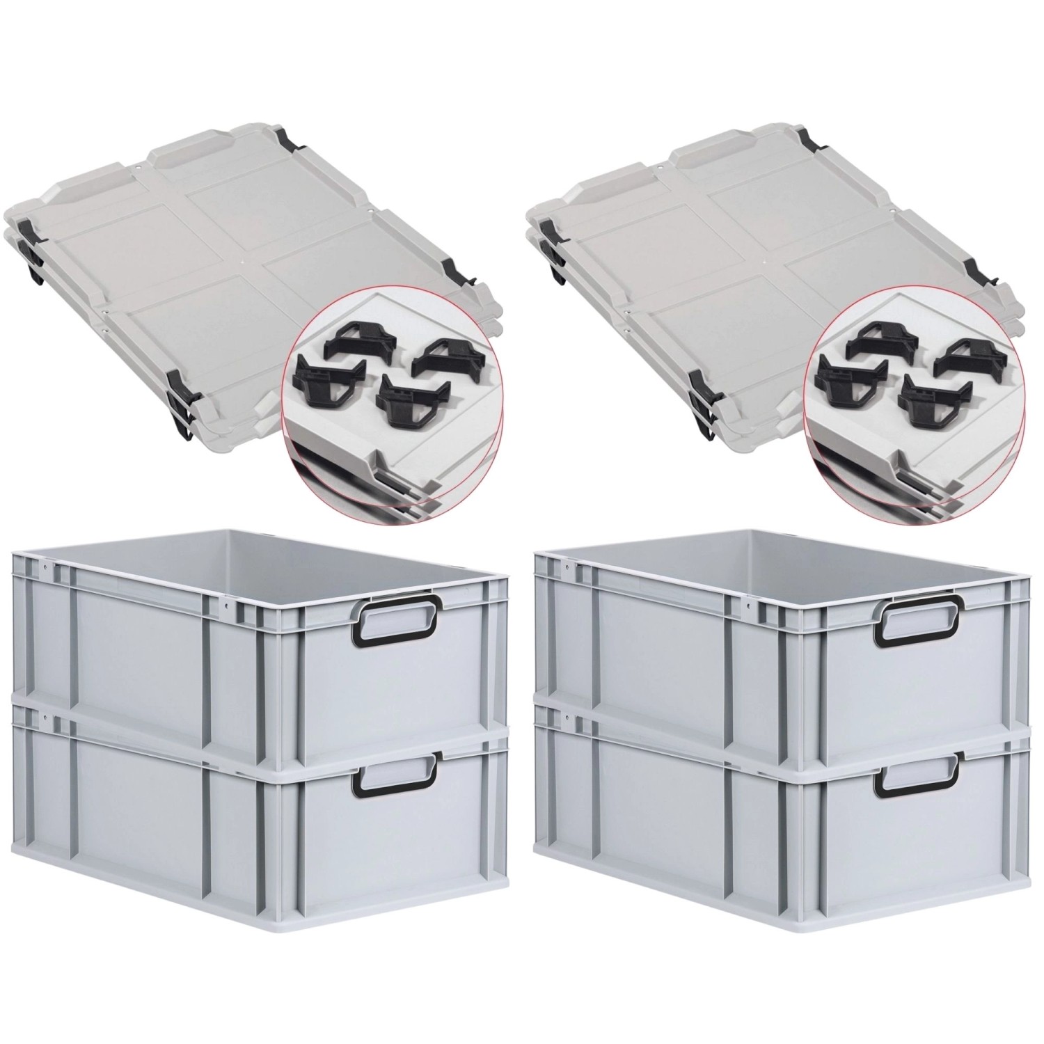 PROREGAL SuperSparSet 4x Eurobox Nextgen Color Mit Auflagedeckel HxBxT 22x4 günstig online kaufen