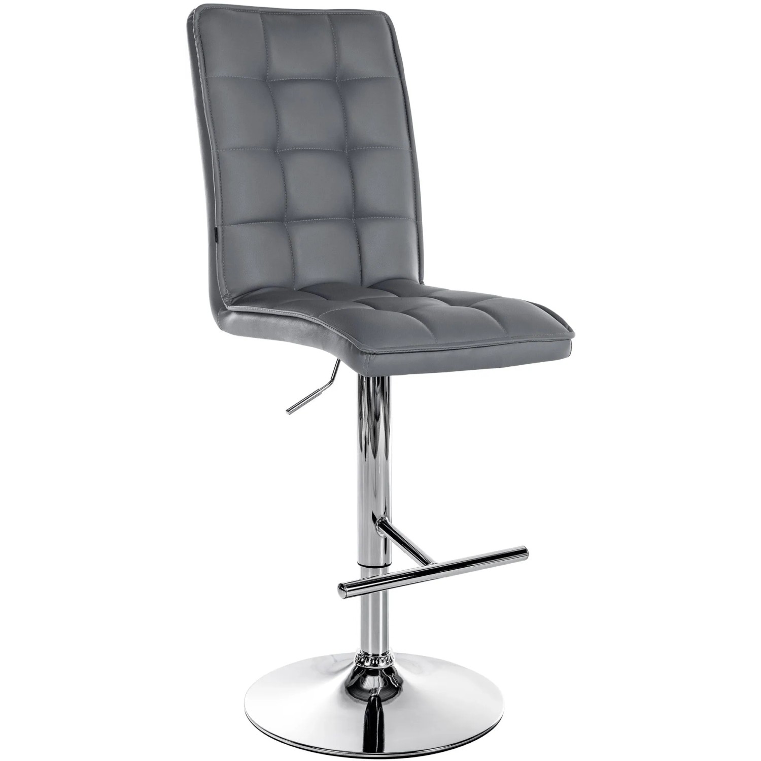 DELUKE Barhocker PIMIR Kunstleder Grau 45x54x112cm Silber Barstuhl Höhenverstellbar Mit Lehne Drehbar Tresenhocker Tresenstuhl