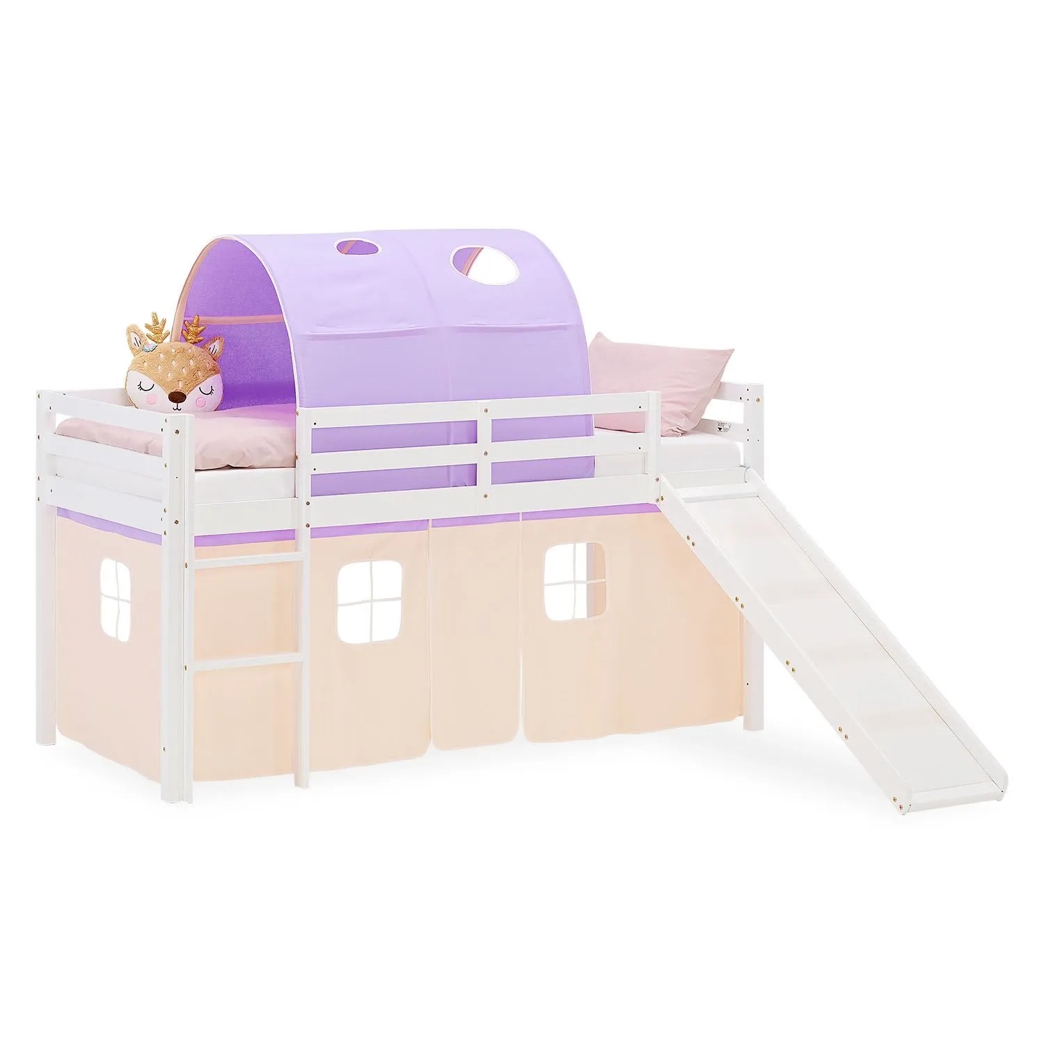 Homestyle4u Kinder Hochbett 90x200 Rutsche Grün Kinderbett Weiß 2952