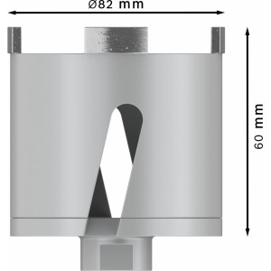 Bosch Diamant-Dosensenker 82x60 mm für Trockenbohren in Beton. Silberne Bohrkrone mit lasergeschweißten Segmenten.