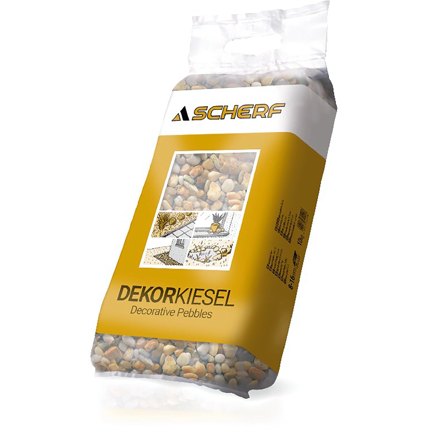 Sack bunte Flusskiesel, 8-16 mm, 10 kg, ideal für Garten- und Landschaftsbau.