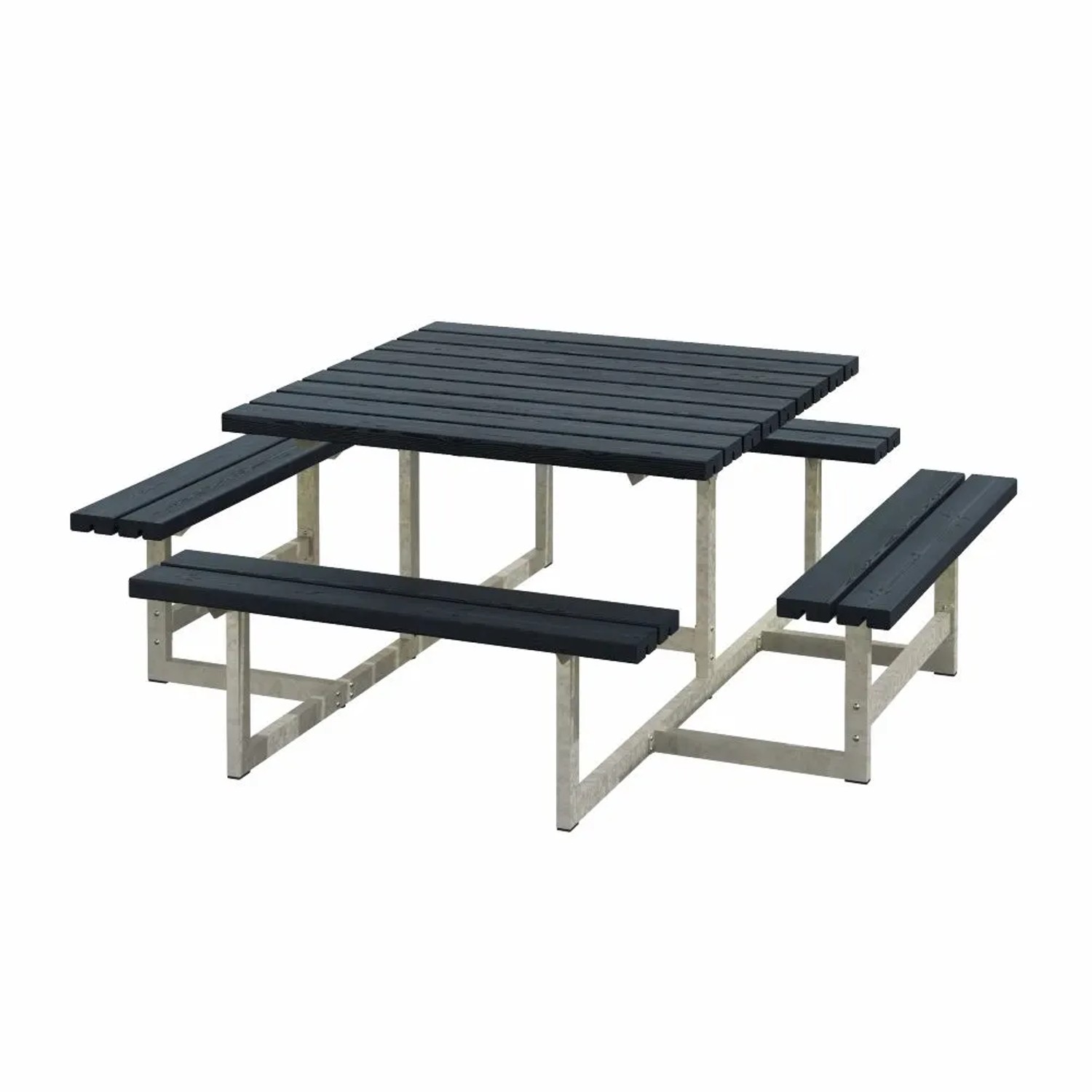 PLUS Gartenmöbel Sitzgruppe 200 cm Klappbar Schwarz Picknick Holz