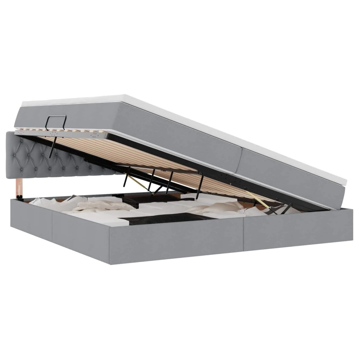 vidaXL Bett mit Stauraum und LED Hellgrau 200 x 200 cm Polyester 3371229 günstig online kaufen