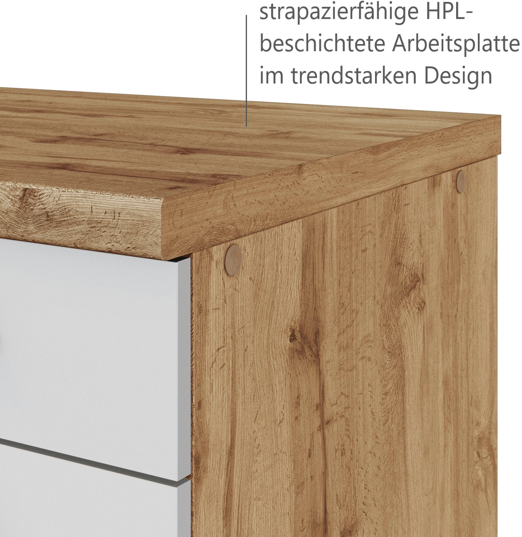 Held Möbel Küchenzeile 330 ohne Matt cm OBI Weiß-Wotaneiche kaufen bei E-Geräte