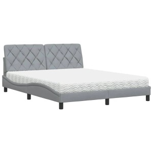 vidaXL Bett mit Matratze Hellgrau 160x200 cm Stoff 3310748