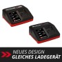 Einhell Power X-Change PXC-Ladegerät 4A, schwarz-rot. Zwei Designs des Schnellladegeräts für Akkus.