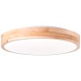 Helle LED-Deckenleuchte Slimline, Ø 34 cm, Holzrahmen, weißes Lichtelement.