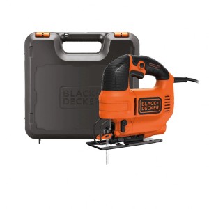Black+Decker Stichsäge KS701PEK (520 W) im Koffer. Orange-schwarze Elektrosäge mit Sägeblatt.