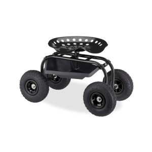 Relaxdays Rollsitz Stahl Schwarz Höhenverstellbar 48 cm x 42 cm x 77 cm 10,9 kg