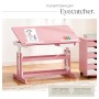 Pinker Tectake Schreibtisch mit neigbarer Platte, höhenverstellbar, mit Schublade. Ideal für Kinder.