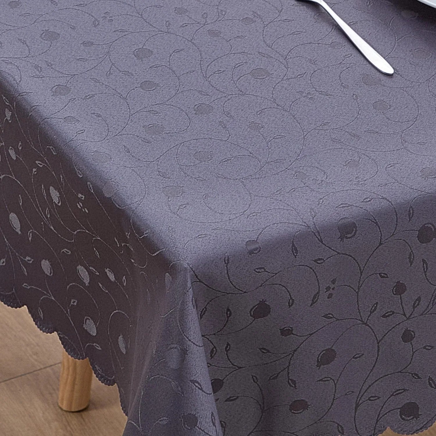 PXloue Tischdecke Rechteckig 130 x 160 cm Dunkelgrau Pflegeleicht für Esstisch Küche Wohnzimmer