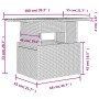 Skizze der vidaXL 7-tlg. Garten-Sofagarnitur aus schwarzem Poly Rattan mit Maßangaben.