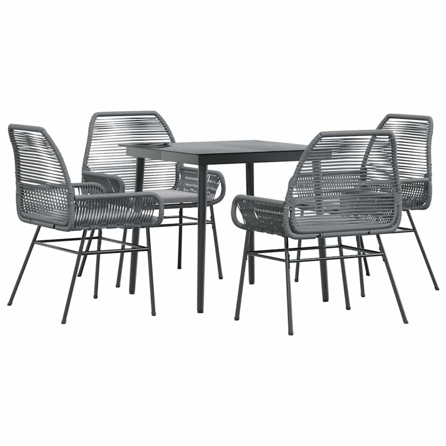 vidaXL 5-Tlg Garten-Essgruppe mit Kissen Grau Poly Rattan Glas 3334479 günstig online kaufen
