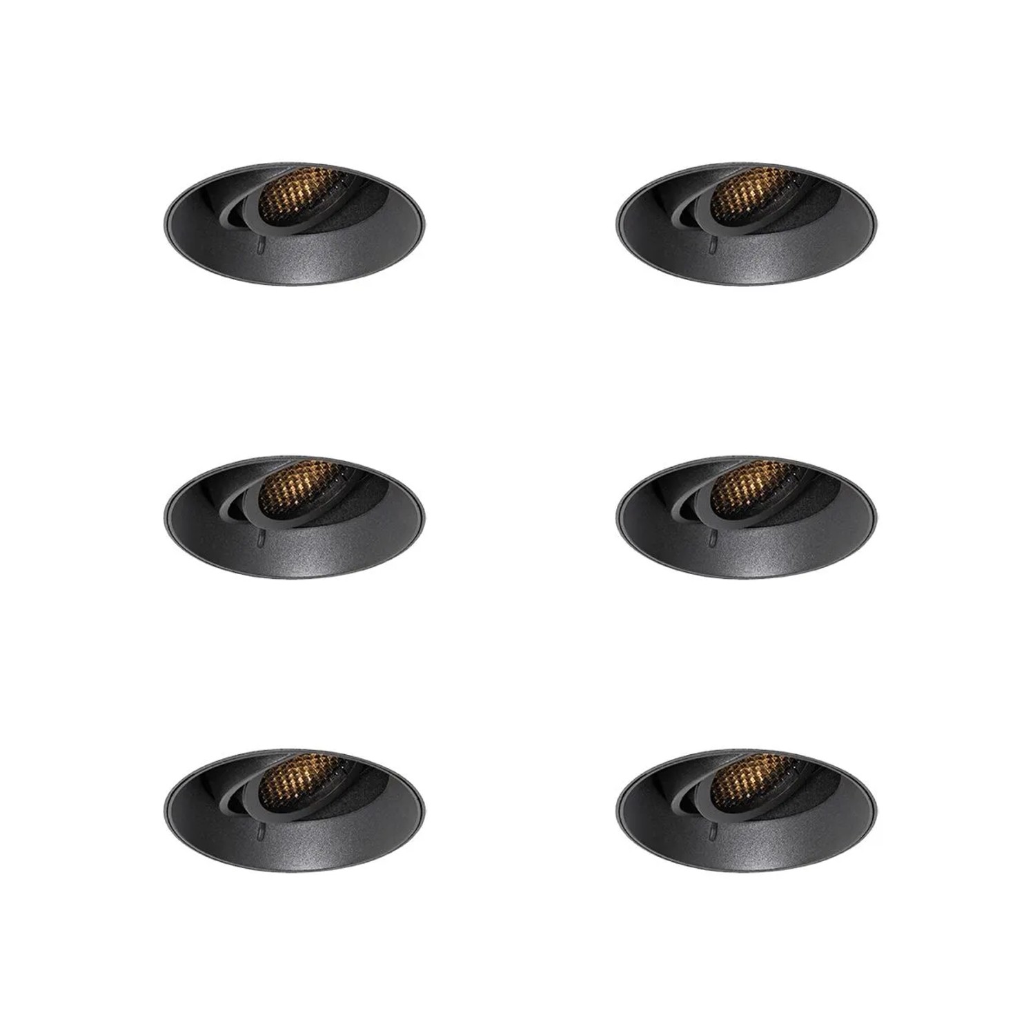 QAZQA Set mit 6 Modernen EinbauSpots Schwarz GU10 Rund Randlos Oneon Honey