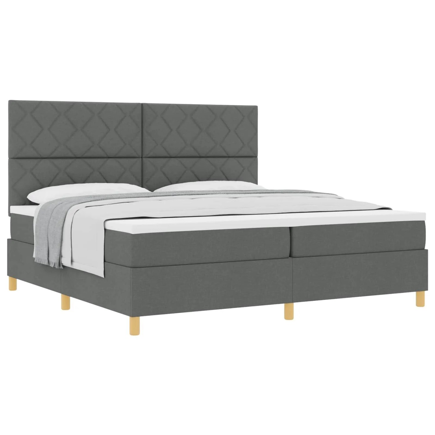 vidaXL Boxspringbett mit Matratze Dunkelgrau 200 x 200 cm Stoff 3339722