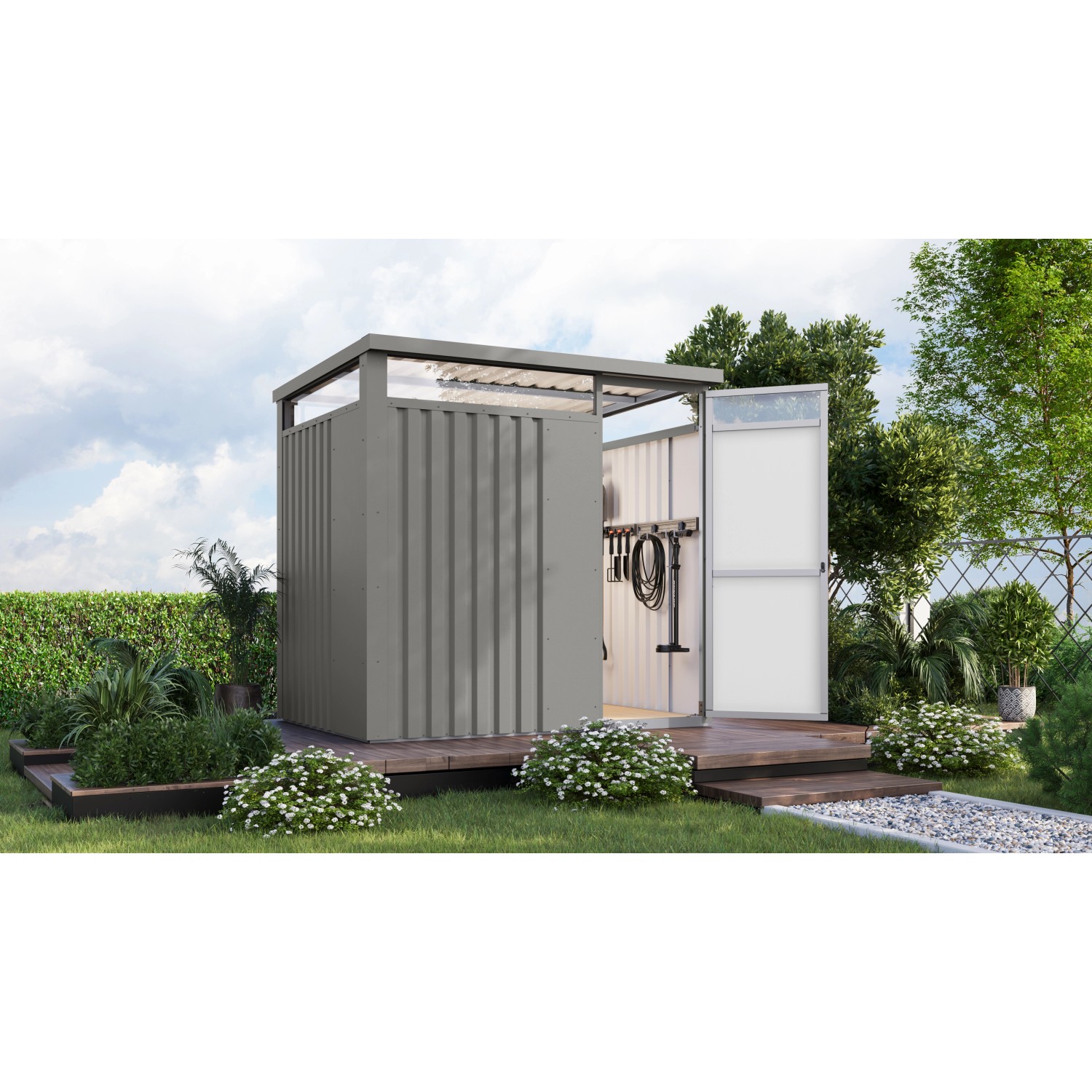 Karibu Gartenhaus Amato 1,5 Graualuminium 218 x 225 x 165 cm günstig online kaufen
