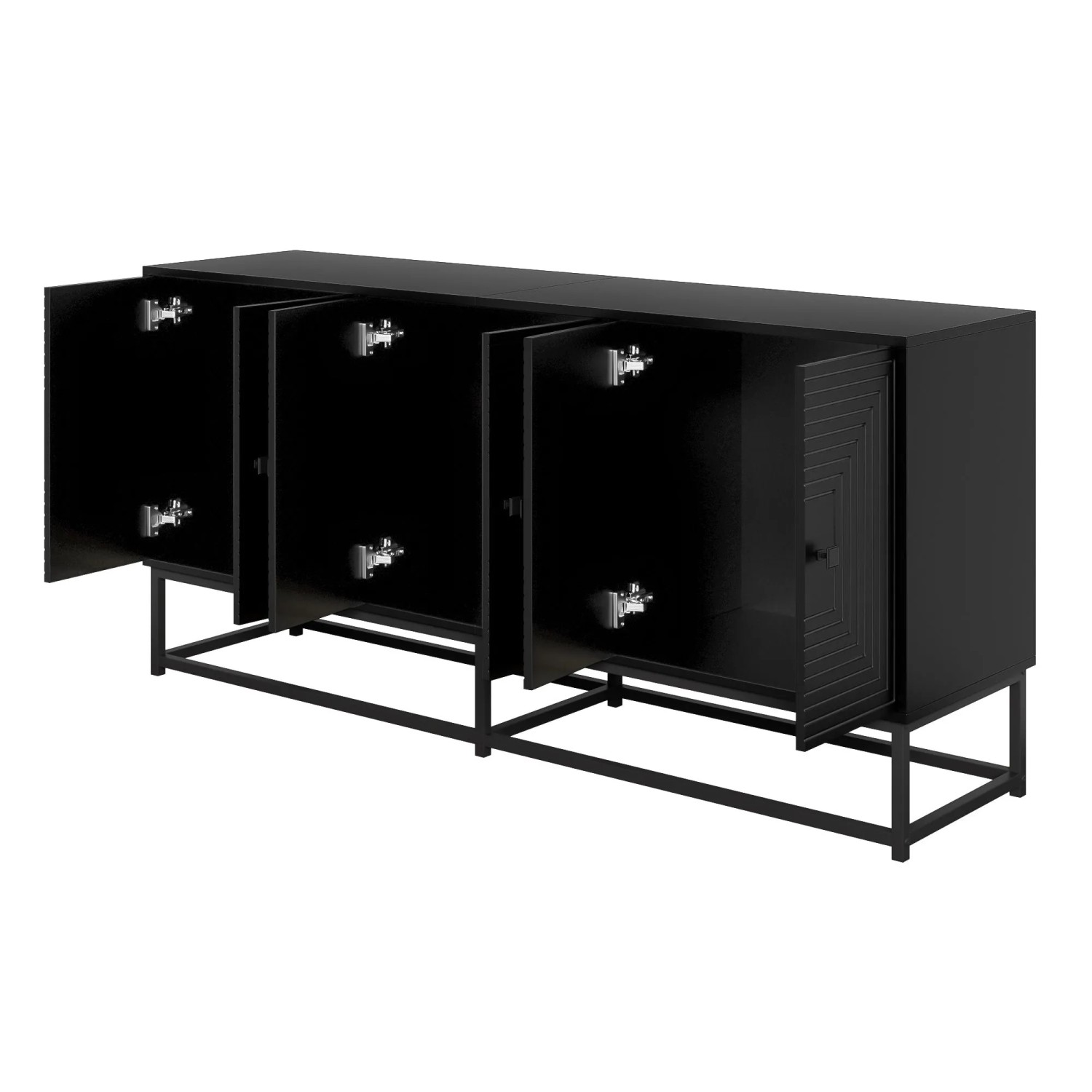 Okwish Sideboard Mit Doppeltüren Stauraum Wohnzimmer Büro 180x40x80cm Schwarz