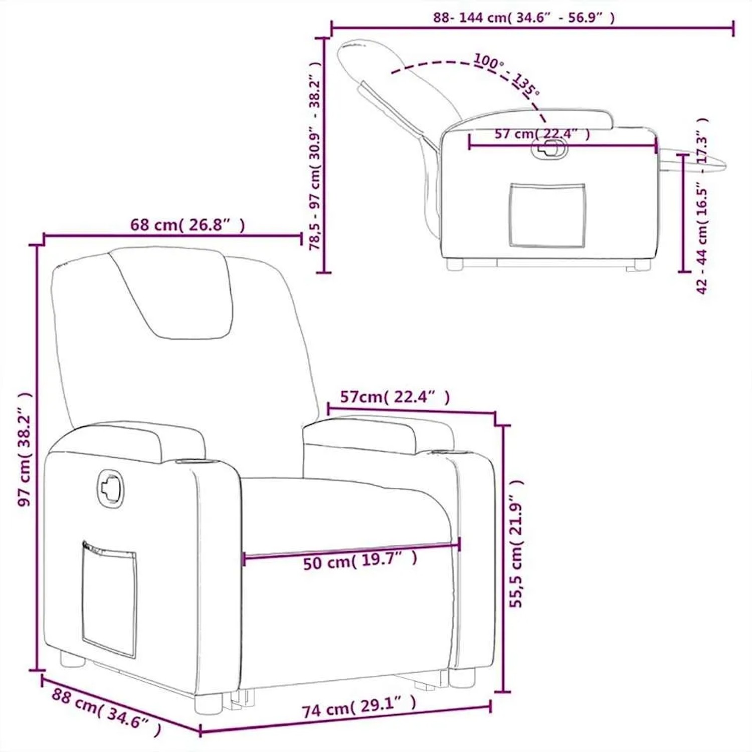 vidaXL Relaxsessel mit Aufstehhilfe Cappuccino-Braun Kunstleder 3204436_16