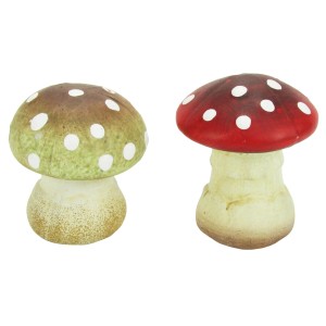 Dekorative Keramikpilze, braun-rot, 5,5 cm, für herbstliche Deko.