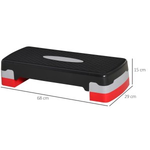 HOMCOM Steppbrett in Schwarz, Grau und Rot, 68x29x15cm, für Sport & Fitness.