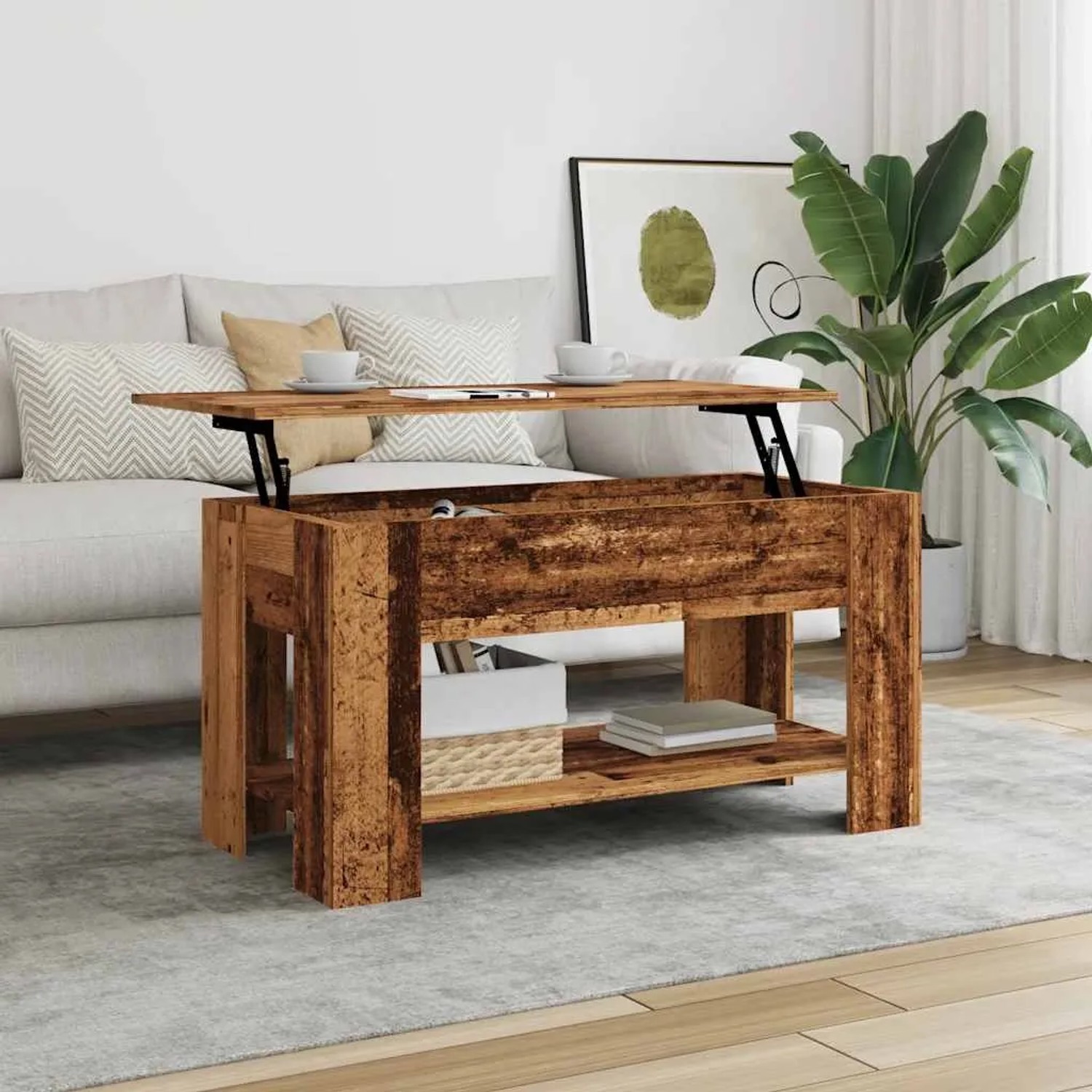 vidaXL Couchtisch höhenverstellbar Altholz-Optik 101 x 49 x 52 cm kaufen bei OBI