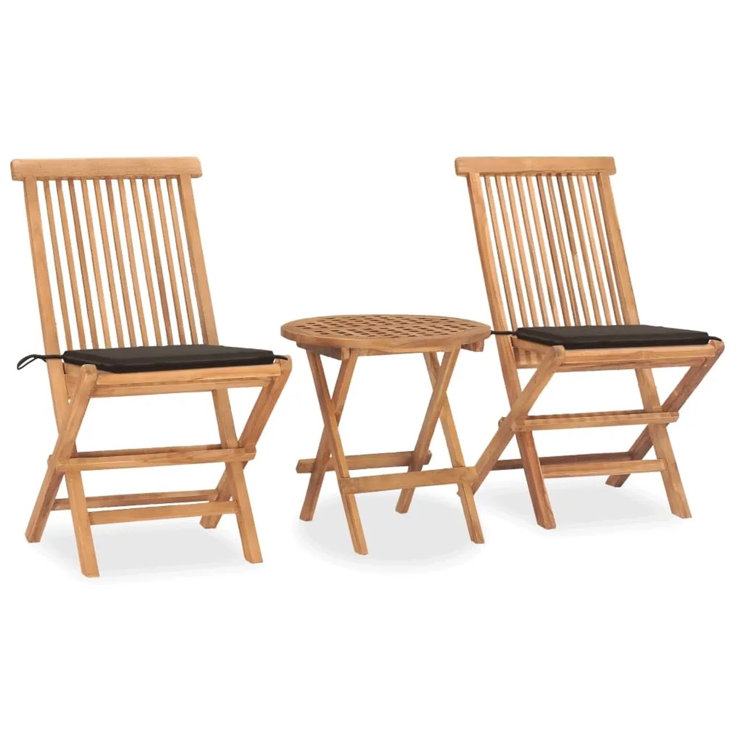 vidaXL 3-tlg Garten-Essgruppe mit Kissen Klappbar Massivholz Teak Modell 9