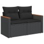 Schwarze vidaXL Garten-Sofagarnitur aus Rattan mit Kissen für Gartenmöbel.