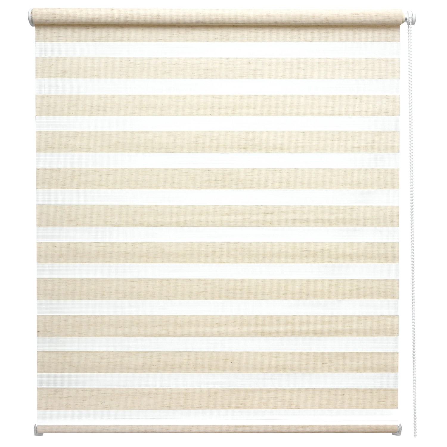 Sol Royal Doppelrollo Leinen, 90x150cm, für Fenster, mit transparenten und blickdichten Streifen.