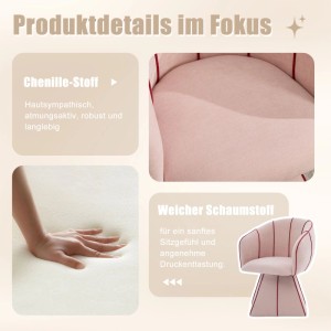 PXloue Stühle Drehstuhl 360 Grad Drehsessel mit Hoher Rückenlehne Chenille Rosa