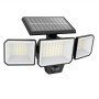 Schwarze Philips Nysil Solar-Wandleuchte mit drei LED-Strahlern und Solarmodul.