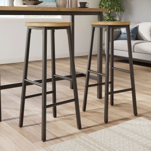 Merax Barhocker 2er Set 70 cm mit Holzoptik  Metallgestell Schwarz