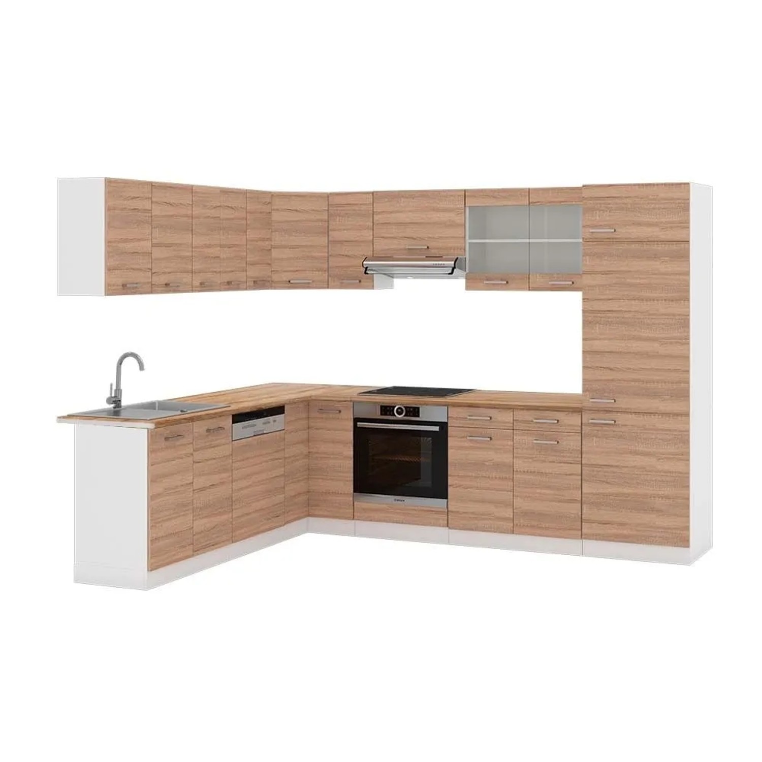 Vicco Eckküche R-Line Sonoma/Weiß 287 x 82, AP Eiche