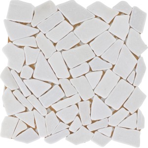 Bruchmosaikmatte Carrara Polygonal Weiß, 30,5x30,5 cm, für individuelle Wandgestaltung.