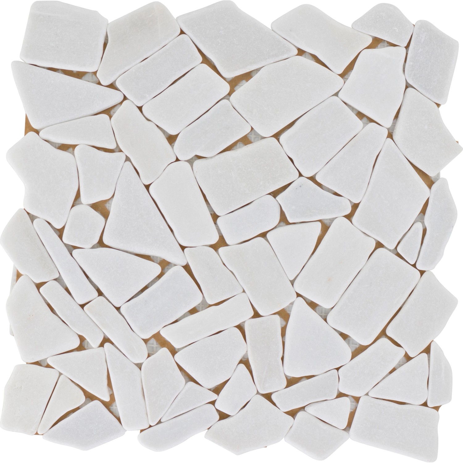 Bruchmosaikmatte Carrara Polygonal Weiß 30,5 cm x 30,5 cm