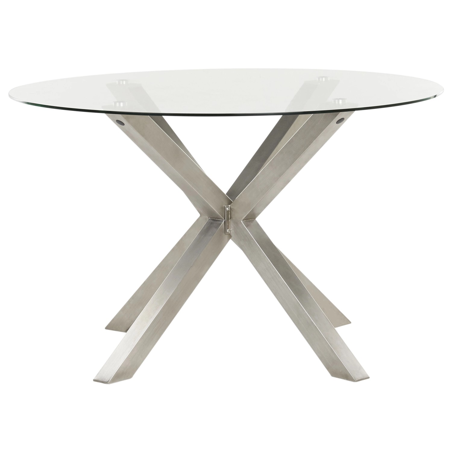 Beliani Runder Tisch MALETTO Silber Transparent 120x120x77 günstig online kaufen