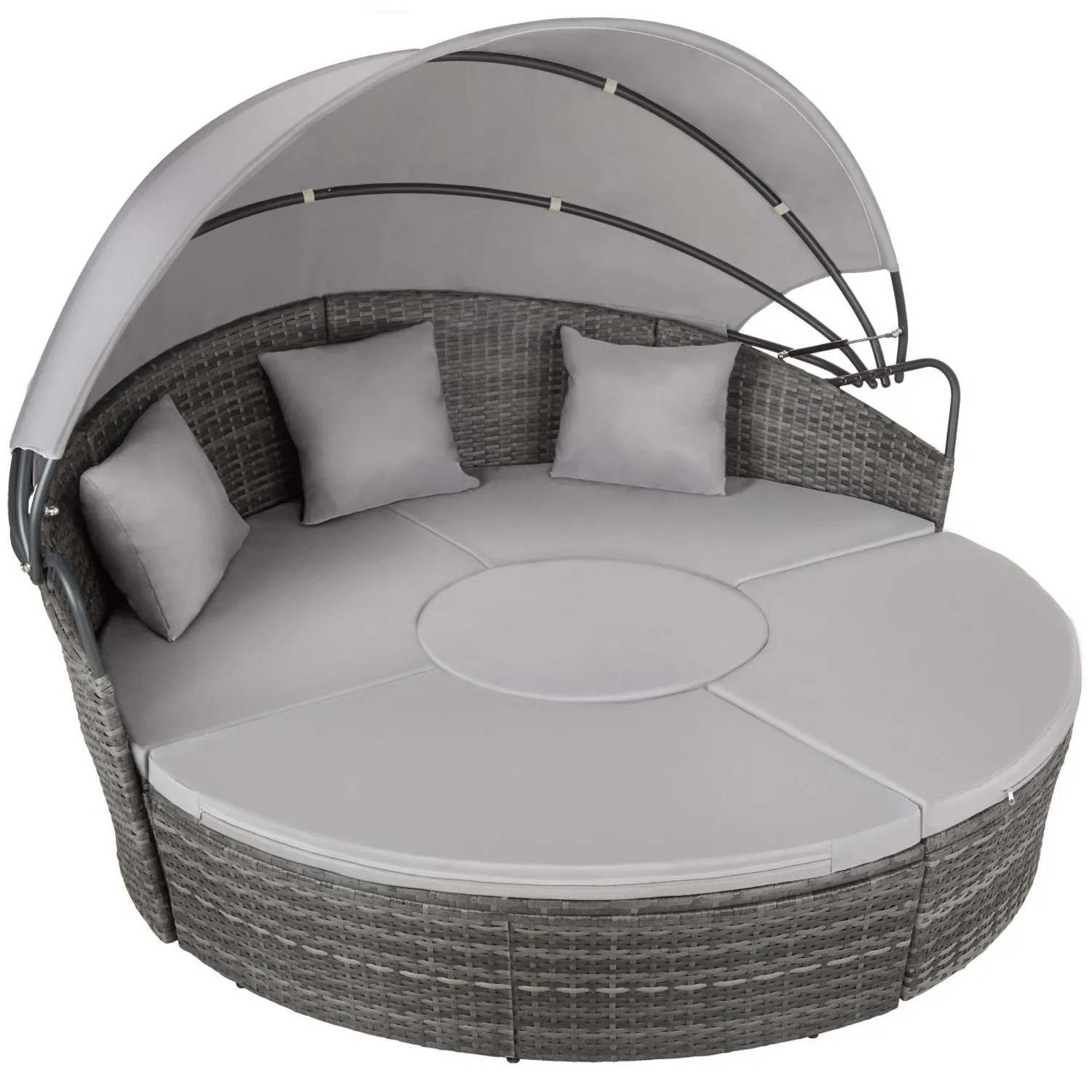 Tectake Rattan Sonneninsel Santorin Widerstandsfähig Uv Beständig 175 X 171 X 136 Cm Grau