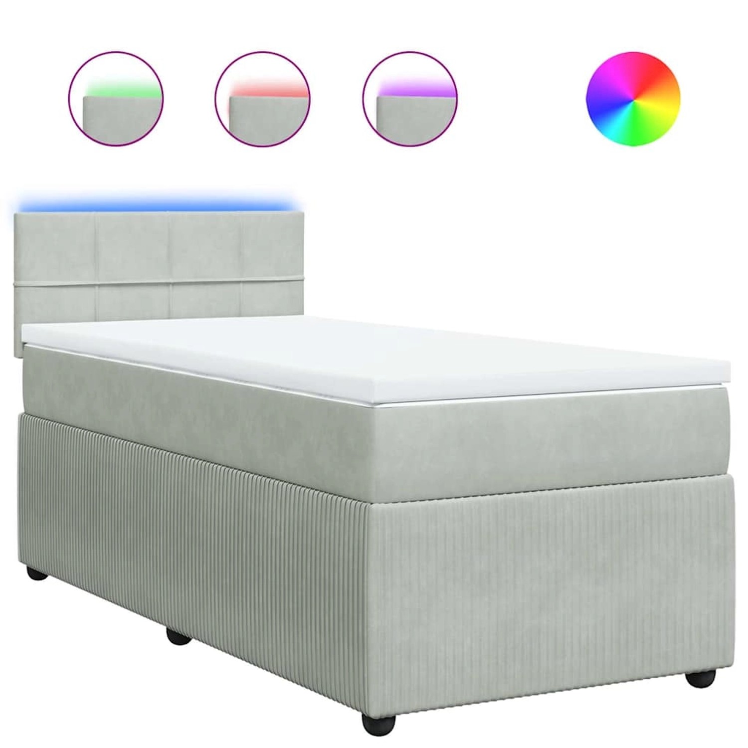vidaXL Boxspringbett mit Matratze Hellgrau 80x200 cm Samt 3289890 günstig online kaufen