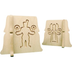 Saico Lichterbogenerhöhung mit Engel und Bergmann, 11 cm, aus Holz für Weihnachtsdeko.