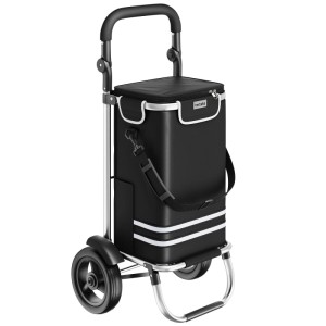 Tectake Einkaufstrolley 3-in-1: Trolley, Umhängetasche und Sackkarre mit Alugestell und abnehmbarem Bezug.